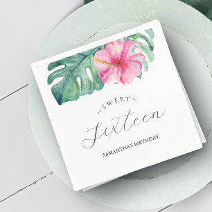 Serviette En Papier Sweet 16 Thème Tropical Anniversaire