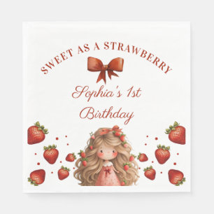 Serviette En Papier Sweet As Strawberry Girl Bonne fête d'anniversaire