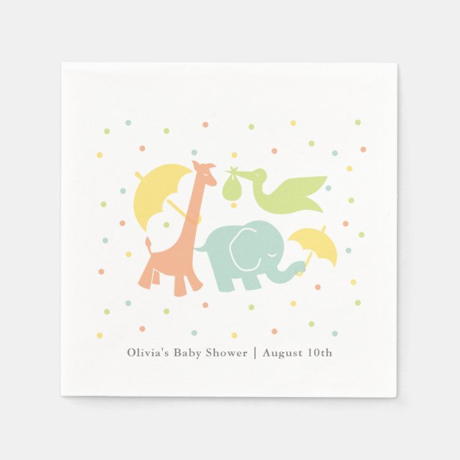 Serviette En Papier Sweet Baby Animals Baby shower (Devant)