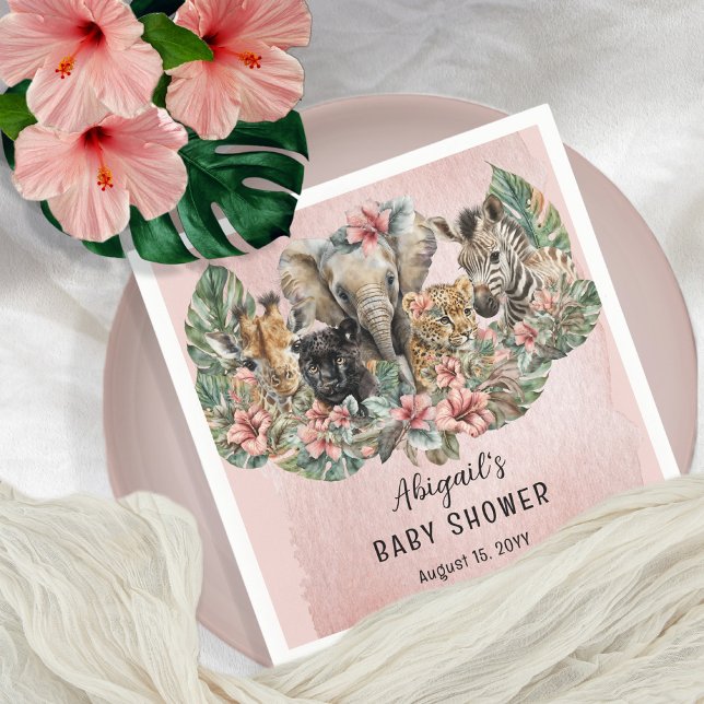 Serviette En Papier Sweet Baby Girl Animals Tropical Safari Douche (Créateur téléchargé)