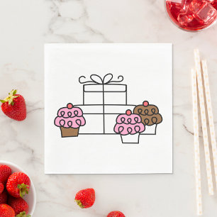 Serviette En Papier Sweet Celebration Cupcake et boîte cadeau