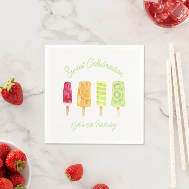 Serviette En Papier Sweet Celebration Popsicle fête d'anniversaire (En situation)