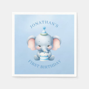 Serviette En Papier Sweet Elephant Bleu Anniversaire