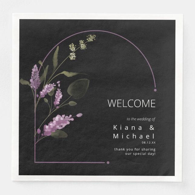 Serviette En Papier Sweet Floral Arch Mariage Welcome Lilac ID998 (Devant)