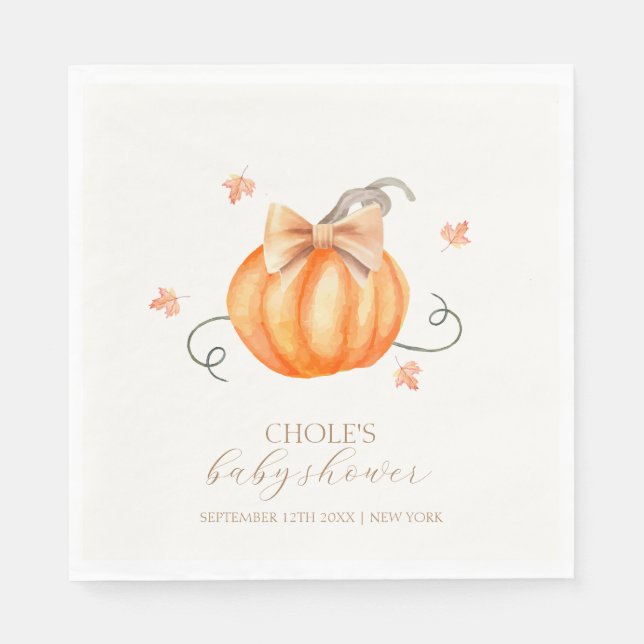 Serviette En Papier Sweet Little Citrouille Bow Baby shower d'automne (Devant)