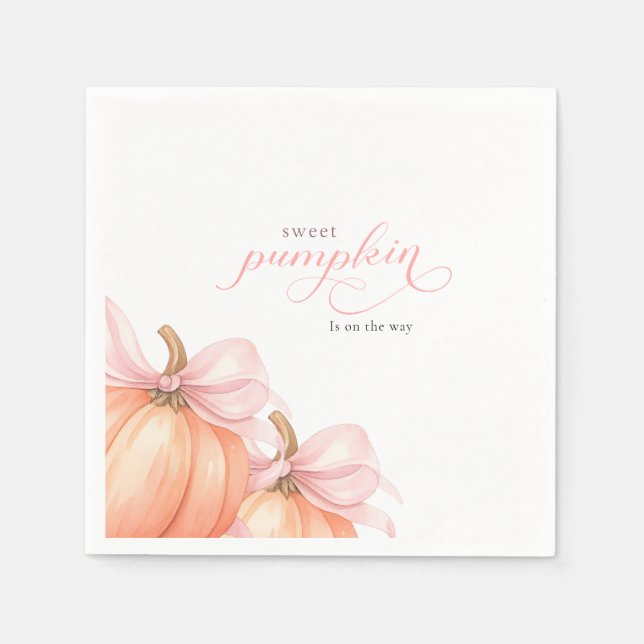 Serviette En Papier Sweet Little citrouille rose arc est en chemin (Devant)