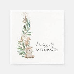 Serviette En Papier Sweet Little Lamb Green Botanical Personnaliser