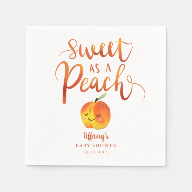 Serviette En Papier Sweet Little Peach Girls Baby shower d'été (Devant)