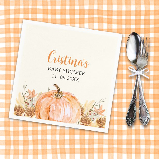 Serviette En Papier Sweet Little Pumpkin is on her Way, Baby Shower (Créateur téléchargé)