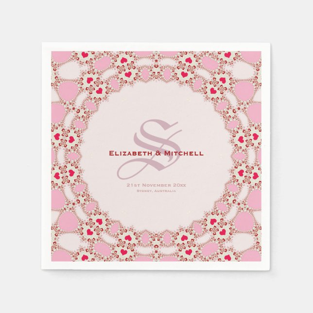 Serviette En Papier Sweet Love Hearts Dentelle Fractale Personnalités (Devant)