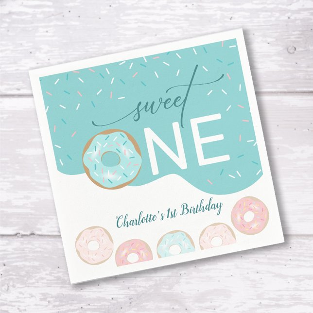 Serviette En Papier Sweet One Turquoise Frosting Girl's premier annive (Créateur téléchargé)