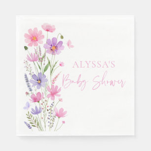 Serviette En Papier Sweet Pink Baby en Fleur Baby shower Fleur sauvage