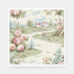 Serviette En Papier Sweet Rustic Country Home Paysage Floral