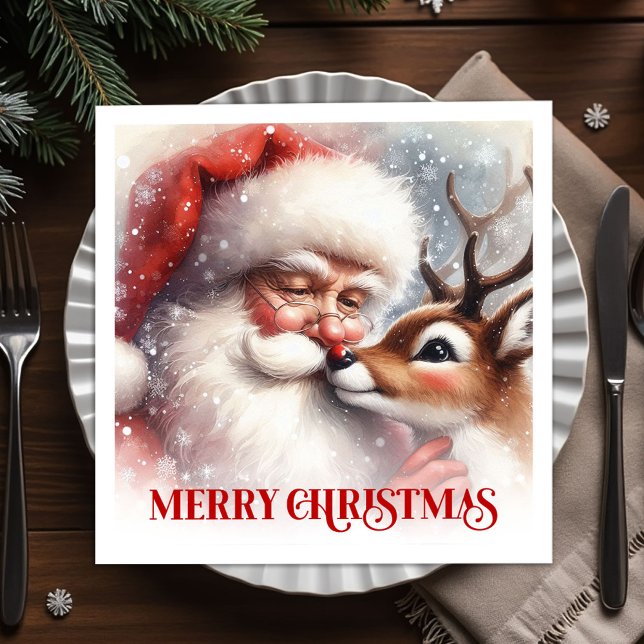 Serviette En Papier Sweet Santa Rudolph Holiday Christmas Napkins Set (Sweet Santa Rudolph Holiday Christmas Napkins Dinner Set)