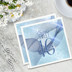 Serviette En Papier Sweet sixteen bleu  à percussion ID652