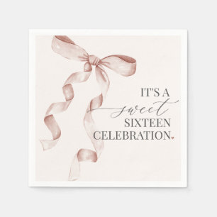 Serviette En Papier Sweet sixteen Bow Beige Décor Anniversaire Napkin