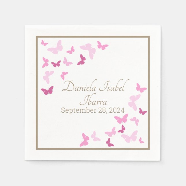 Serviette En Papier Sweet sixteen papillon Quinceanera Douche (Devant)