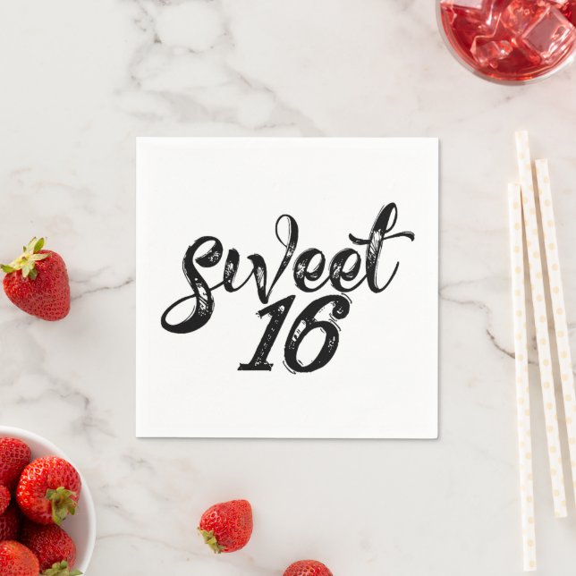 Serviette En Papier Sweet sixteen Seizième anniversaire 16e (En situation)