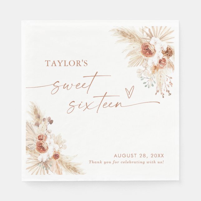 Serviette En Papier Sweet sixteen serviettes, en terre cuite Boho Seiz (Devant)