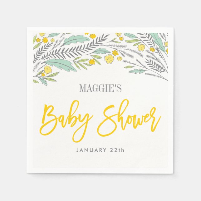 Serviette En Papier Sweet Sprigs Neutre Customisé Baby shower Napkin (Devant)
