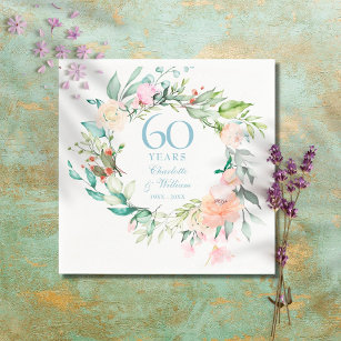60 ans 60e anniversaire de mariage serviettes personnalisées ensemble de  100 fournitures de fête d'anniversaire USA -  Canada