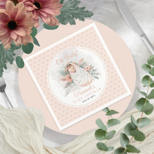 Serviette En Papier Sweet Swaddled Oh Baby Floral Girl Baby shower