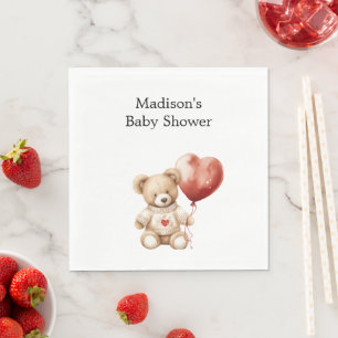 Serviette En Papier Sweet Teddy Bear Baby shower de ballon coeur