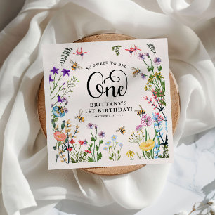 Serviette En Papier 'Sweet to Bee' Fleur sauvage & BumbleBee 1er anniv