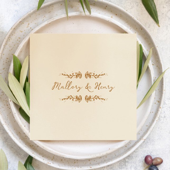 Serviette En Papier Sweet Whimsical manuscrit Mariage illustré (Créateur téléchargé)