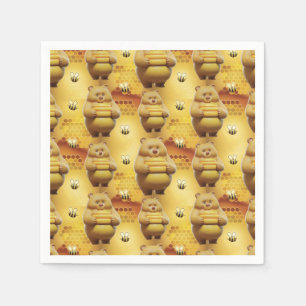 Serviette En Papier Sweey Bears and Bees 3D Motif sans couture