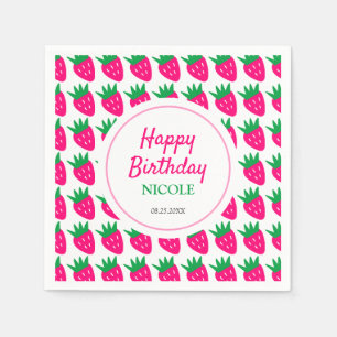 Serviette En Papier Swete fraise rose Anniversaire
