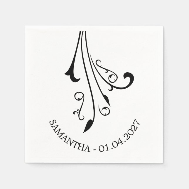 Serviette En Papier Swirl Ornaments Horror Black Gothic (Devant)