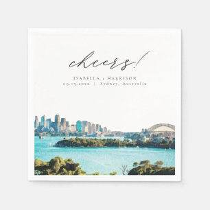 Serviette En Papier SYDNEY AUSTRALIA Watercolor Beach Skyline Mariage