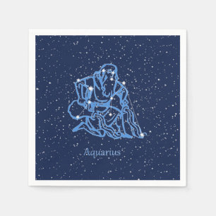 Serviette En Papier Symbole Aquarius Constellation et Zodiaque avec ét