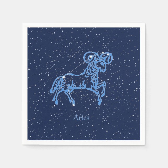 Serviette En Papier Symbole Aries Constellation et Zodiac avec étoiles (Devant)
