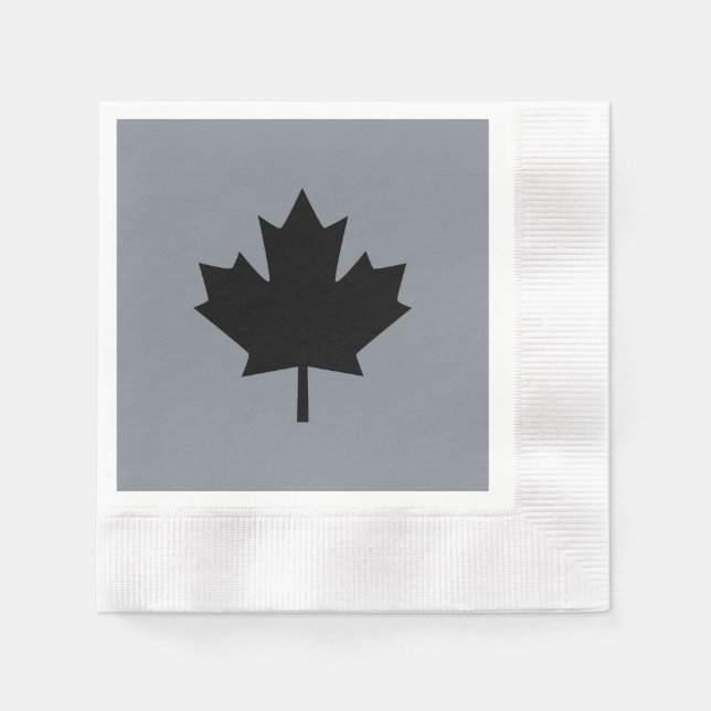 Serviette En Papier Symbole canadien de la feuille d'érable noire (Devant)