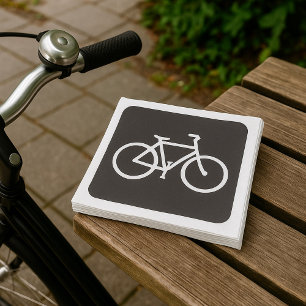 Serviette En Papier Symbole de bicyclette minimaliste noir et blanc
