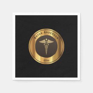 Serviette En Papier Symbole de Caduceus Diplôme Médicale d'école