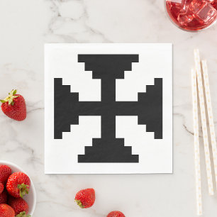 Serviette En Papier Symbole de croix noire en Pixel Art 