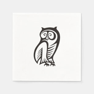 Serviette En Papier Symbole de hibou noir