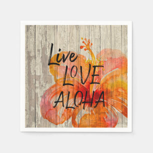 Serviette En Papier Symbole de la plage d'Aloha Hibiscus Live Love