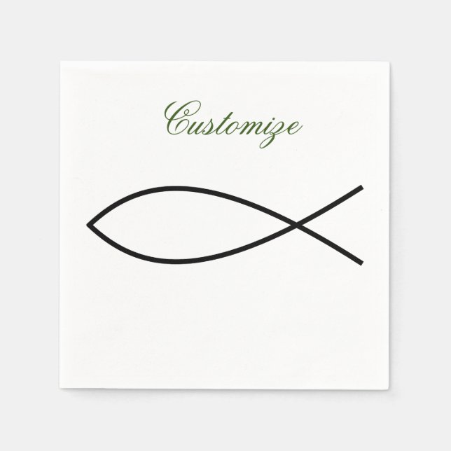 Serviette En Papier Symbole de poisson chrétien Ichthys Thunder_Cove (Devant)