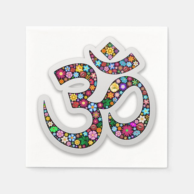 Serviette En Papier SYMBOLE DE Yoga Floral Namaste (Devant)