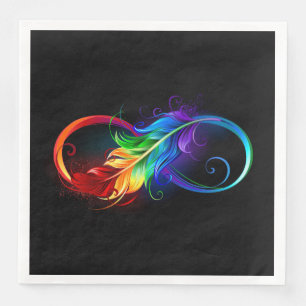 Serviette En Papier Symbole d'infini avec plume arc-en-ciel