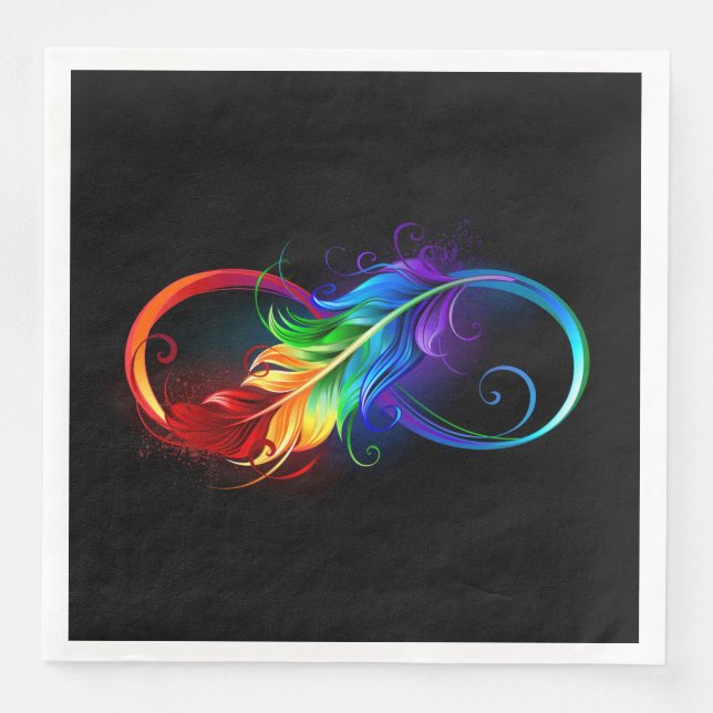 Serviette En Papier Symbole d'infini avec plume arc-en-ciel (Devant)