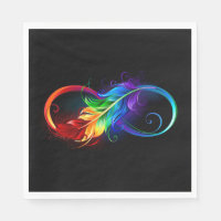 Symbole d'infini avec plume arc-en-ciel