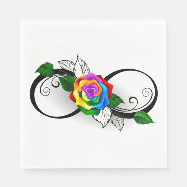 Serviette En Papier Symbole d'infini avec Rose arc-en-ciel (Devant)