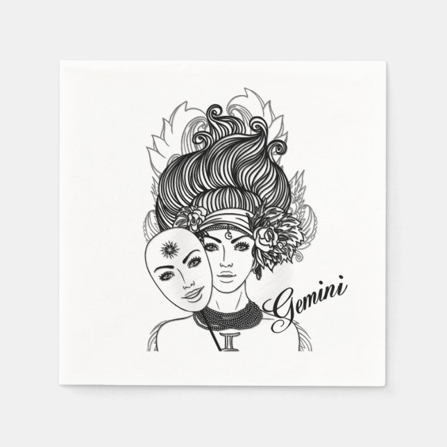 Serviette En Papier Symbole et signe Gemini Zodiac (Devant)
