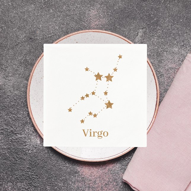 Serviette En Papier Symbole moderne Zodiac Gold Virgo | Élément Terre (Créateur téléchargé)