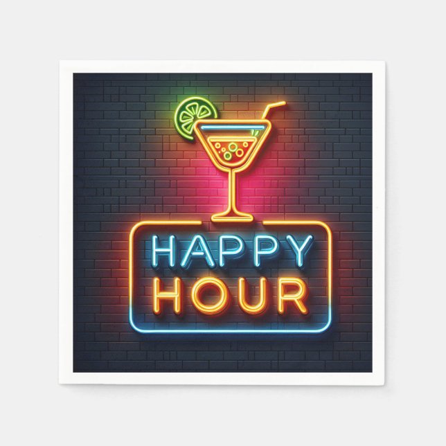 Serviette En Papier SYMBOLE NEON Happy Hour (Devant)